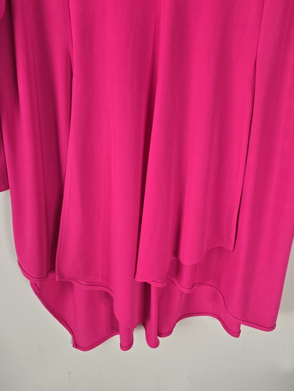 Joseph Ribkoff Dazzle Pink Asymmetrical Tunic Top 3/4 Sleeve 12 Stretch Flowy - Picture 3 of 10